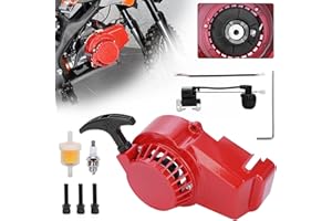 JIAYAN Recoil Starter Assembly Ignition Coil for 2 Stroke Engine 47cc 49cc 50cc SSR Taotao Coolster Quad 4 Wheeler Mini Pit Bike Go Cart ATV Scooter-Red