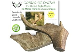 ARTISAN GIFT CO Corni di Daino da Masticare per Cuccioli e Cani, Palco 100% Naturale - peso minimo Confezione 200gr. (2 unità (Confezione da 1), M)