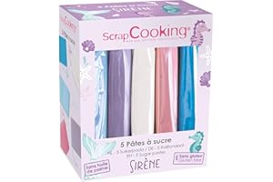 ScrapCooking - Lot de 5 Pâtes à Sucre Sirène - Bleu Clair, Parme, Blanc, Rose - 5 x 80 g - Pour Gâteaux Biscuits Décors Pâtisseries - Sans Gluten & Sans Huile de Palme - 7259