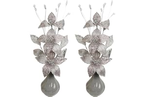 Flourish Creative Florals Un Conjunto de 2 Decoración Jarrones Flores Artificiales Decorativas, Gris, Plata/Negro, Par, 32cm, 2