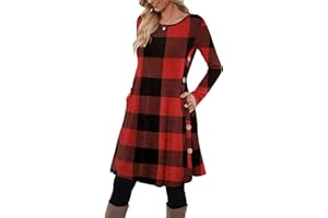 MOLERANI Jumper Dress for Women Long Sleeve Dress Ladies Button Tunic Dress with Pockets