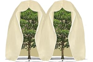 GIONAR 2Packs Large Winter Plant Frost Protection Covers-2x2.4M Garden Fleece Frost Protection for Plants with Zipper Drawstring, Rip Resistant Garden Plant Warming Fleece Jacket