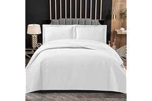 PHP Bedspread Bed Throws for Bedroom Decor - Decorative Embossed Tropical Leaf Pattern Quilted Fabric Reversible Quilt Bedspreads Coverlets with Pillow Case (Single, white)