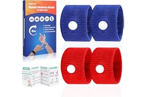 MEIYYJ Bandas de mareo por movimiento para adultos y niños, bandas de viaje para adultos y mareos, pulseras para embarazo, adultos, cruceros, artículos esenciales de viaje (rojo, azul)