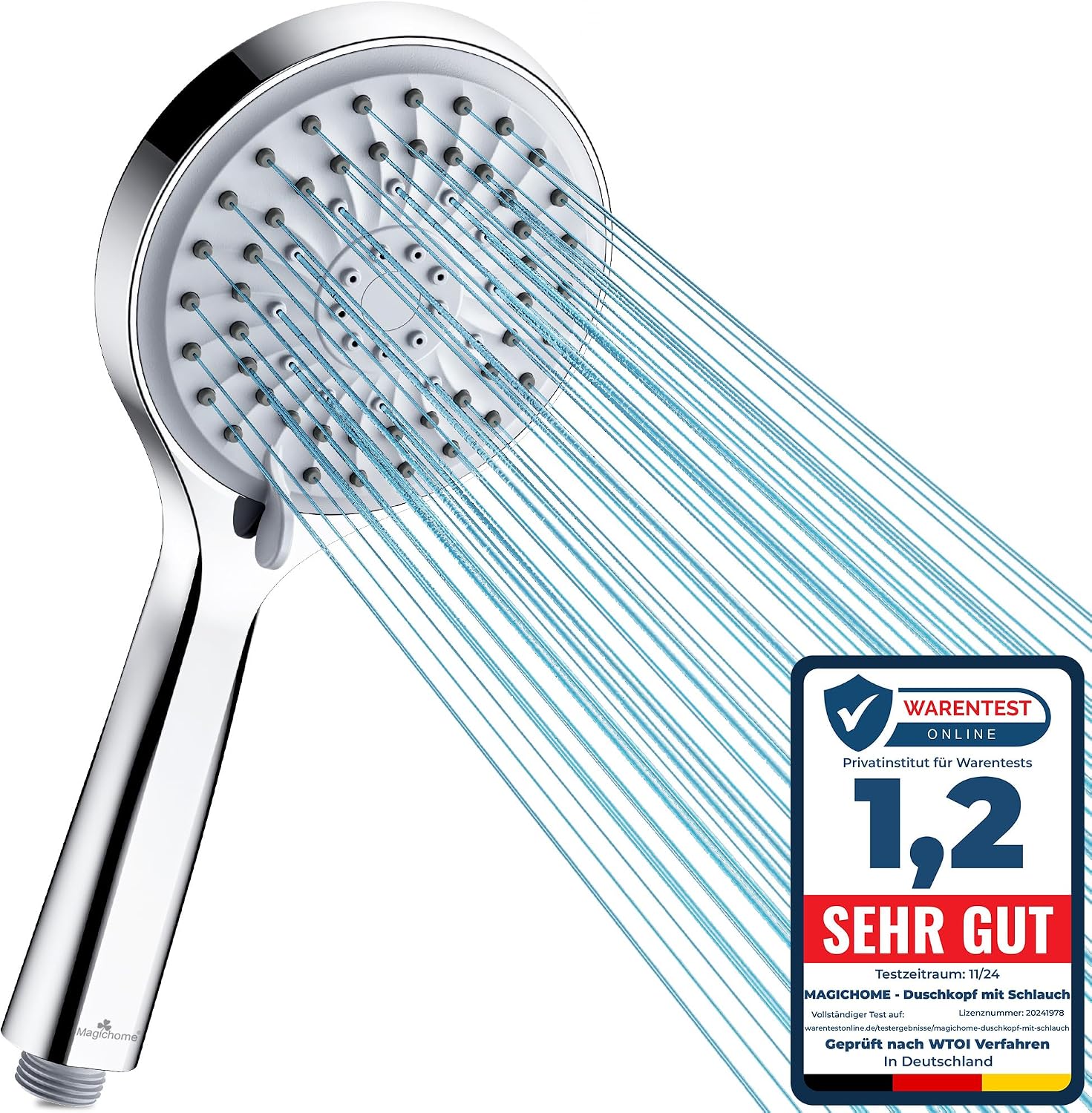 Magichome Alcachofa de Ducha Alta Presion, Antical Alcachofa Ducha Ahorro Agua Cabezal de Ducha Extraíble con 5 Modos, Alcachofa de Ducha de Mano, Alcachofa Ducha Económica Grande