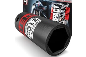 KIRXST 1/2" Drive 21mm Deep Impact Socket, 6 Point CR-V Deep Socket, 78mm Length, Auto Trucks Car Tires Repairing DIY Mechanic Tool