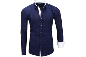 Kayhan Chemisette Homme Chemise Slim Fit Repassage Facile Coton, Manches Longues Modell London S-6XL