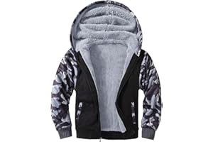 LLdress Veste Polaire Garçon Sweat à Capuche avec Zipper Enfants Hoodie Chaud Causal Hiver Ourdoor Veste d'hiver avec Doublure Hooded Jacket Pullover Automne