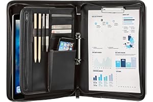 ‎ONVAYA ONVAYA® Konferenzmappe A4 | schwarz | Aktenmappe | Businessmappe | Schreibmappe mit Block | strapazierfähiges Kunstleder | Dokumentenmappe