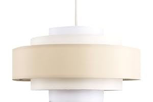 MiniSun | Modern 5 Tier Ceiling Light Shade in a 3 Tone Cream Finish | Pendant Lights, Home Décor & Improvement Essential | Includes 6W GLS Bulb [3000K Warm White] | 350mm Shade Width
