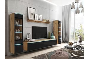 Muebles Slavic Set di mobili da soggiorno, set di mobili RTV, 4 pezzi, mobili moderni per soggiorno, armadietto da parete, mobili soggiorno