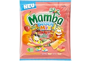 ‎MAMBA Mamba Beach Mix – 1 x 160g – Fruchtige Kaubonbons mit Mamba Beach Surfer, Mamba Beach Sticks & Mamba Beach Bites – Fruchtgummi Mix einzeln verpackt