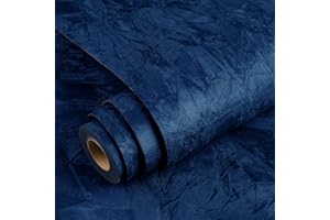 YENHOME Papier Peint Adhésif pour Salon Bleu 60x500cm Velours Papier Peint Murale Élégants Chambre Bleu Film pour Meuble Placard Tiroir Comptoirs Boîte à Bijoux Autocollant Mural Imperméable