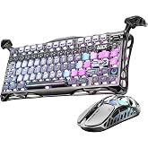 GravaStar Mercury Oyuncu K1 Pro Klavye+Mercury X Mouse, 2.4Ghz Wireless, Bluetooth, Kablolu, RGB Aydınlatmalı, Mekanik, İngil