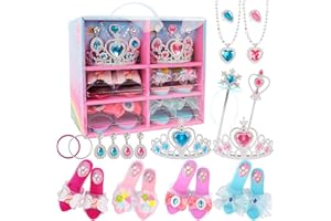 Goorder Princess Dress Up Shoes, Girls Toys Play Shoes Jewelry Boutique Accessories for Kids, Pretend Jewelry Accessories, Birthday Gifts Party Favors for Little Girls Aged 3 4 5 6 Years Old