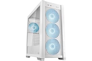 ASUS TUF Gaming GT302 ARGB ATX - Caja de Ordenador Gaming con Cuatro Ventiladores ARGB de 140 x 28 mm, Cristal Templado Intercambiable y Panel Lateral de Malla, diseño de Conectores Ocultos - Blanco