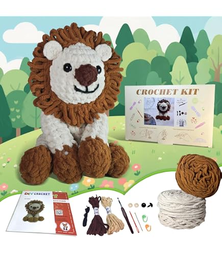 Kit Crochet Créatif Lion Pour Adultes - Kit Complet Bricolage Débutants