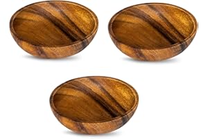 levandeo 3-częściowy zestaw talerzy akacja 10x2,5 cm okrągłe drewno design miseczka na przekąski talerz dekoracyjny unikat dekoracja stołu drewno akacjowe przekąski
