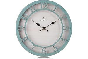 Lafocuse 30cm Reloj de Pared Numeros 3D Vintage, Silencioso Reloj Rustico Retro Verde, Clasico Antiguos Decoracion sin Tictac para Salon Cocina Dormitorio Oficina