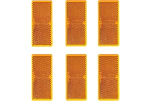 Woola Self Adhesive Reflector,6 Pack Rectangular Orange Side Reflector Trailer,Size 94x44 mm Cat Eye Amber Rear Reflectors Motorcycle Caravan Gate Post Fence