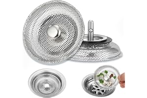 DGSLWH Nierdzewne sitko do zlewu kuchennego, korek i sitko, odpowiednie do kuchni i łazienki, zapobiega zatykaniu, zlew