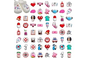 PIWOSGOL 60 Stück Schuhanstecker Set, Anstecker für Medizin, Krankenschwester, Arzt und Nurse Pins, Schuhanhänger, Zubehör für Schuhe, DIY Dekorationen