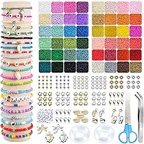 ARTREE 7000 Perline Vetro Colorate 4mm - Kit Completo Per Braccialetti Fai Da Te Con Accessori