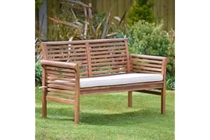 Ptsuker Outdoor Wooden Garden Sofa Set, 2-Seater Heavy-Hardwood Patio Furniture - Weather-Resistant Lounge Set, Ergonomic Backrest (Natural Finish, Compact Design)