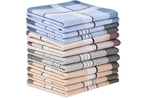 Aomig Męska kwadratowa poszetka, 12-częściowy zestaw klasycznych kieszeni, męskie chusteczki duże rozmiary 40 cm x 40 cm, miękka bawełna z klasycznymi paskami, na wesele, imprezę biznesową (typ A)