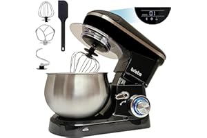 briebe Robot Pâtissier Professionnel, Boulangerie 1800W MAX Cuisine Ménager Multifonction Mouvement Orbital, Fouet, Bol 5 L, 6 Vitesses + Fonction Pulse, Écran Tactile LED, KM1164