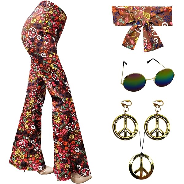 Flower Power Hippiekleid Für Mädchen | Größe M 128/134 (7-9 Jahre) | Mit Haarband | Blumenkind Kostüm Für Fasching & Party