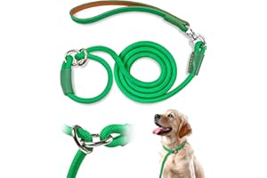 Qianruida Correa Adiestramiento Perro 180cm Correa de Lazo Perro Ajustable Collar Adiestramiento Cuerda para Perros - Verde Esmeralda