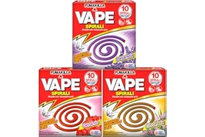 EUROCALI 3x Vape Spirali Profumate Lavanda Geranio e Citronella Repellente Antizanzara contro Zanzare Comuni e Tigre Presidio Medico Chirurgico - 30 Spirali Profumazioni Assortite