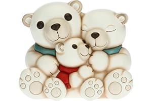 THUN - Soprammobile Famiglia di Orsi Polari - Accessori per la Casa da Collezionare - Linea Un Pensiero Felice - Formato Medio - Ceramica -17,8 x 12,4 x 14,8 h cm