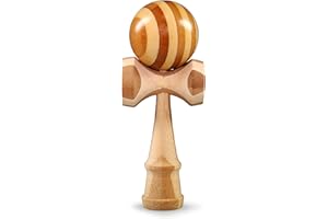 Ganzoo Kendama z drewna bukowego, oryginalna japońska tradycyjna drewniana zabawka, gra zręcznościowa, prezent (drewniane paski)