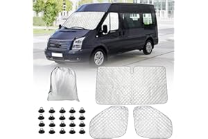 ZWPARTS Pare-Soleil pour Pare-Brise de Camping Car Remplacement pour Ford Transit Van MK8, Lot de 3 Pare-Soleil Thermiques Internes avec Sac de Rangement,100% Occultation