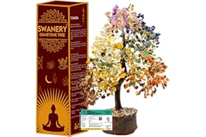 SWANERY Crystal Tree of Life 7 Chakra Healing Crystal Trees for Home Decor, Office Desk Decor, Living Room Decor, Handmade Bonsai Trees for Positive Energy, Money, Good Luck Birthday Gifts for Women, Mom