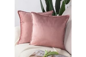 Madizz 2 Pezzi Federe in Velluto Copricuscini Morbido Decorativo Fodere per Cuscino Lusso Stile per Divano Camera da Letto Rosa Quadrate 50x50 cm