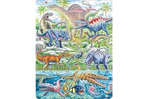 Larsen FH49 Dinosaures Qui volent, courent et plongent, Puzzle Cadre avec de 70 pièces