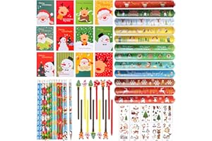 SOETDERT Prezent na Boże Narodzenie, 58 sztuk, prezent na Boże Narodzenie, mini notatniki, ołówek bożonarodzeniowy, żelowe pisaki, tatuaże tymczasowe, bransoletka