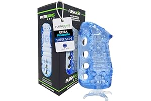Fleshlight Fleshskins Grip Blue Ice - Masturbador SuperSkin realista para hombre, diseño abierto, fijación firme, ideal para viajar