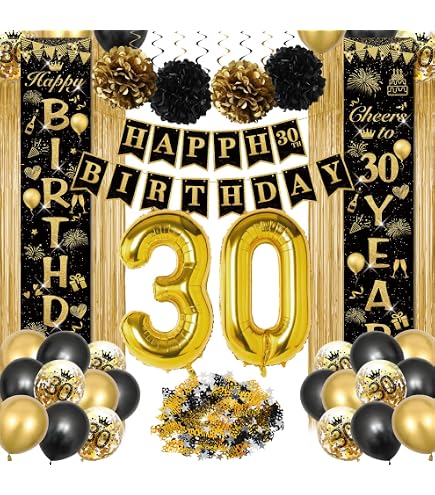 Guirlande Anniversaire 30 Ans "Happy 30th Birthday I AM 29+1" - 3 M - Noir - Décoration Humour