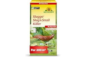 Neudorff Sluggo Slug & Snail Killer – Effective slug control against slugs and snails. No slime traces and no visible dead slugs. For 200 m², 1 kg, Green