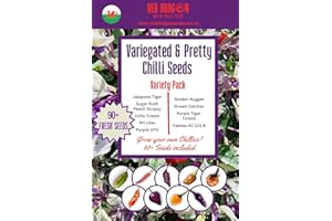 RED DRAGON SEEDS Chilli Seeds - Variety Pack - Beautiful, Variegated and Pretty Chilli Pepper Seeds - 9 Special Chilli Varieties with 90+ Seeds