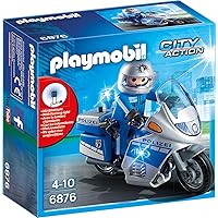 PLAYMOBIL City Action 6876 Motorradstreife mit LED-Blinklicht, Ab 5 Jahren