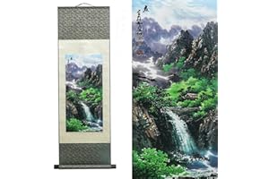 VALART Seta Scroll Pittura Asiatica Decorazione Della Parete Quattro Stagioni Primavera Estate Autunno Inverno Paesaggio Pittura - Estate Arte Cinese Pergamena Da Parete Pittura Scorrimento(94 x 30 cm)