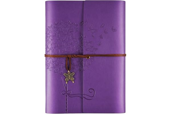 Cahier De Note,Carnet De Notes En cuir, Agenda Pour Femmes Filles,Journal Intime Fille, Rechargeable Carnet Secret Fille Journal De Voyage Rétro Doublé A5 16,5 cm x 23,4 cm (Mauve)