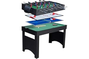 Gamesson Jupiter 4-in-1 Combo Games Table - Black/Green, 4 Ft | Football, Table Tennis, Pool, Glide Hockey | Junior Size | Perfect for Indoor Family Fun | Teaching Hand-eye Coordination