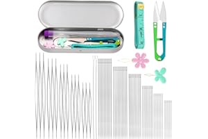 Doxiru 86-teiliges Perlennadel-Set, 18-teilige Nadeln mit großem Öhr, 60-teilige lange gerade Nadeln, Scheren-Fingerhut-Perlennadel-Set zur Schmuckherstellung