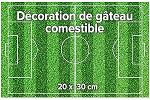 dekora - Feuille comestible football 20x30 cm – Décoration pour gâteaux d’anniversaire d’enfants, Sans Gluten, Sans Lactose, Idéale pour fêtes et événements footballistiques